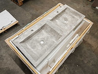 Natuursteen marmer grey/beige dubbele wastafel 120x46x10 cm - afbeelding 3 van  4