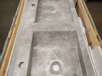 Natuursteen marmer grey/beige dubbele wastafel 120x46x10 cm - afbeelding 5 van  5