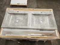 Natuursteen marmer grey/beige dubbele wastafel 120x46x10 cm