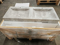 Natuursteen marmer grey/beige dubbele wastafel 120x46x10 cm - afbeelding 2 van  5