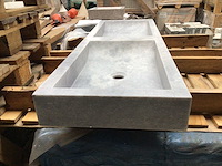 Natuursteen marmer grijs dubbele wastafel 120x40 cm - afbeelding 4 van  4