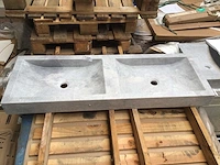 Natuursteen marmer grijs dubbele wastafel 120x40x10 cm