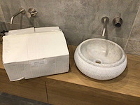 Natuursteen marmer grijs wastafel 40,6x15 cm 2 stuks - afbeelding 5 van  5