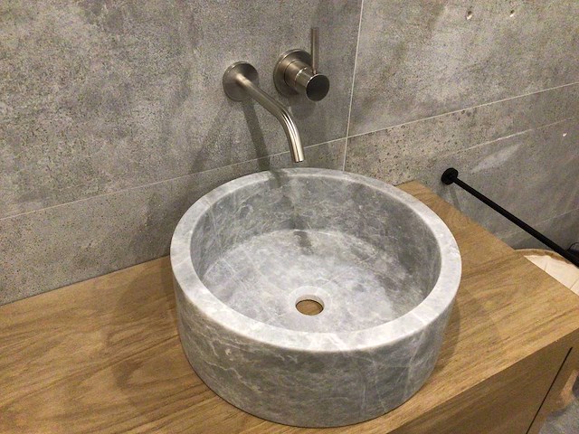 Natuursteen marmer grijs wastafel 40,6x15 cm - afbeelding 4 van  5