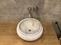 Natuursteen marmer grijs wastafel 40,6x15 cm - afbeelding 1 van  3