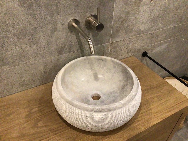 Natuursteen marmer grijs wastafel 40,6x15 cm - afbeelding 3 van  3