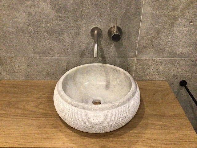 Natuursteen marmer grijs wastafel 40,6x15 cm - afbeelding 2 van  5