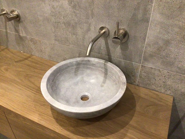 Natuursteen marmer grijs wastafel 40,6x15 cm - afbeelding 2 van  5