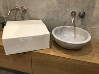 Natuursteen marmer grijs wastafel 40,6x15 cm - afbeelding 4 van  5