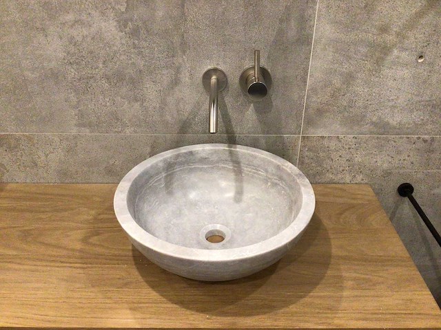 Natuursteen marmer grijs wastafel 40,6x15 cm - afbeelding 2 van  5
