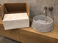 Natuursteen marmer grijs wastafel 40x15 cm - afbeelding 5 van  5