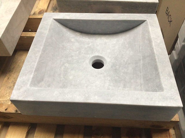 Natuursteen marmer grijs wastafel 45x40 cm - afbeelding 2 van  3