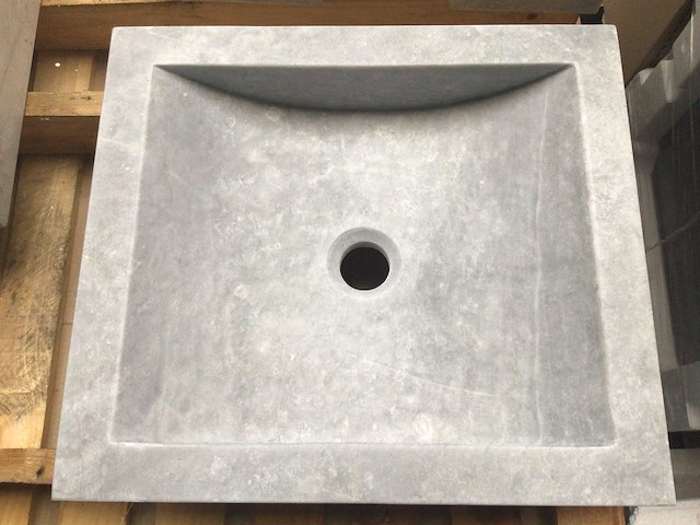 Natuursteen marmer grijs wastafel 45x40 cm - afbeelding 2 van  3