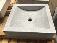 Natuursteen marmer grijs wastafel 45x40 cm - afbeelding 2 van  3