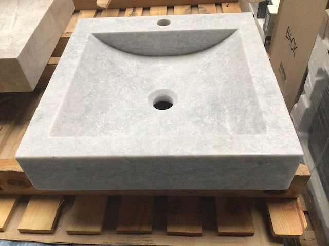Natuursteen marmer grijs wastafel 45x46 cm - afbeelding 3 van  4