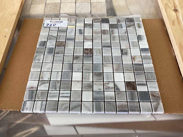 Natuursteen marmer grijs/wit mix mozaïektegel 30,5x30,5 cm 9 m² - afbeelding 4 van  7