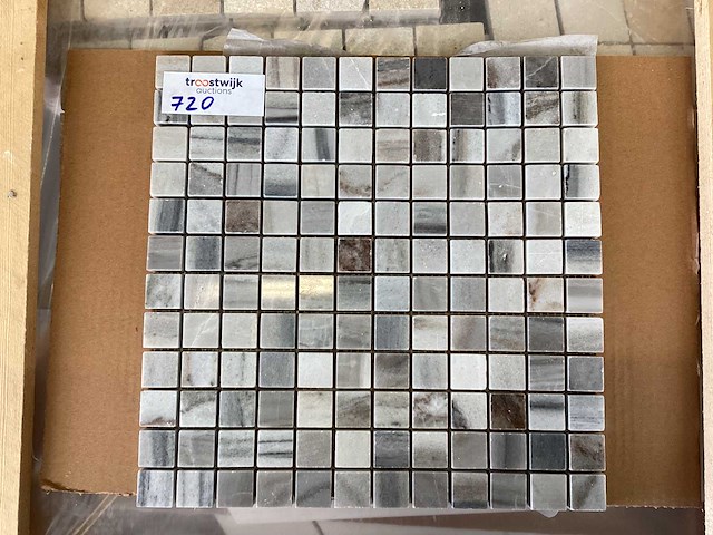 Natuursteen marmer grijs/wit mix mozaïektegel 30,5x30,5 cm 9 m² - afbeelding 1 van  7