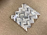 Natuursteen marmer grijs/wit visgraat mozaïektegel 30x30 cm 28 stuks - afbeelding 2 van  6