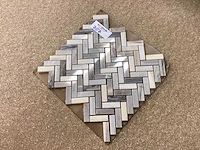 Natuursteen marmer grijs/wit visgraat mozaïektegel 30x30 cm 28 stuks - afbeelding 3 van  6