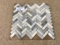 Natuursteen marmer grijs/wit visgraat mozaïektegel 30x30 cm 28 stuks - afbeelding 4 van  6