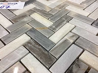 Natuursteen marmer grijs/wit visgraat mozaïektegel 30x30 cm 28 stuks - afbeelding 5 van  6
