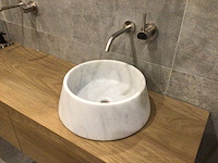 Natuursteen marmer white wastafel 40x15 cm 2 stuks - afbeelding 3 van  5