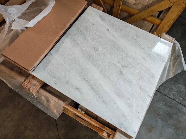 Natuursteen marmer wit gepolijst 61x61x1,5 cm tegels 15,63 m² - afbeelding 2 van  3