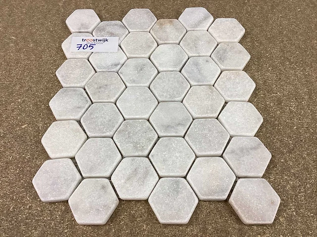 Natuursteen marmer wit hexagon 28x33,5 cm mozaïektegel 45 stuks - afbeelding 4 van  6