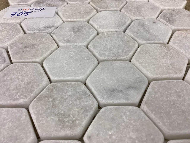 Natuursteen marmer wit hexagon 28x33,5 cm mozaïektegel 45 stuks - afbeelding 5 van  6