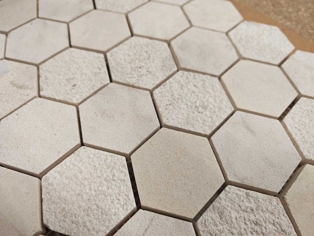 Natuursteen marmer wit hexagon 5x5 cm mozaïektegel 19 stuks - afbeelding 4 van  5