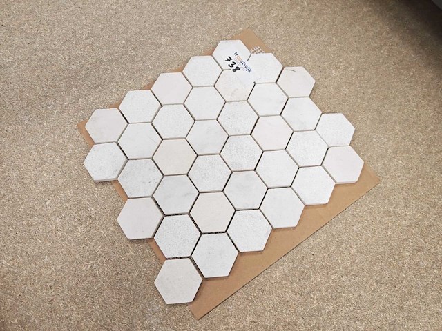 Natuursteen marmer wit hexagon 5x5 cm mozaïektegel 19 stuks - afbeelding 2 van  7