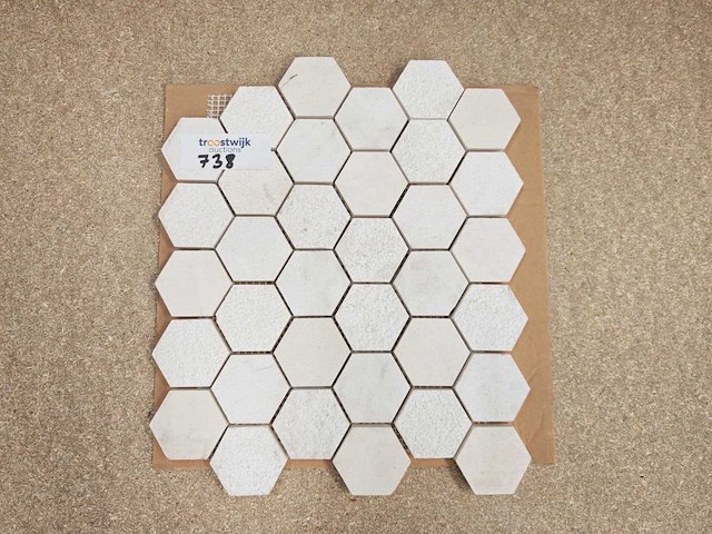 Natuursteen marmer wit hexagon 5x5 cm mozaïektegel 19 stuks - afbeelding 3 van  7
