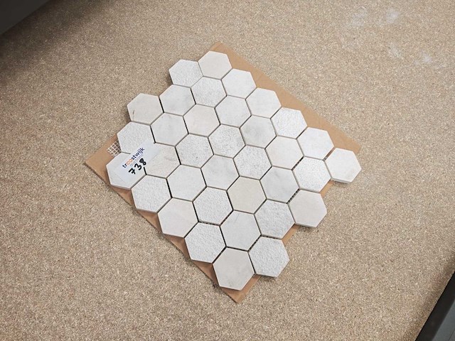 Natuursteen marmer wit hexagon 5x5 cm mozaïektegel 19 stuks - afbeelding 4 van  7