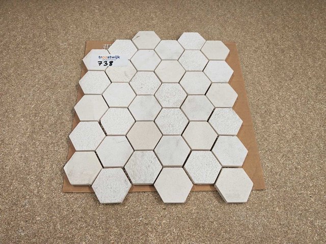 Natuursteen marmer wit hexagon 5x5 cm mozaïektegel 19 stuks - afbeelding 5 van  7