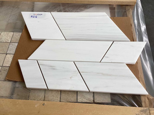 Natuursteen marmer wit mozaïektegel 52x35 cm 60 stuks - afbeelding 4 van  7