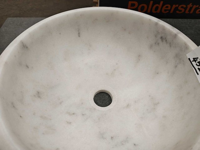 Natuursteen marmer wit waskom 40,6x15 cm - afbeelding 4 van  5