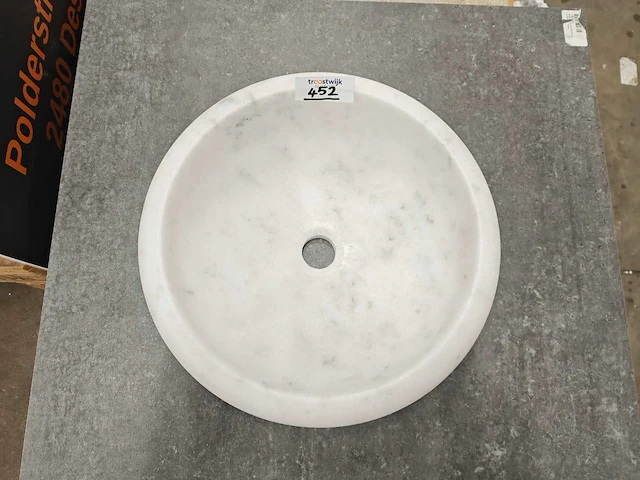 Natuursteen marmer wit waskom 40,6x15 cm - afbeelding 2 van  7
