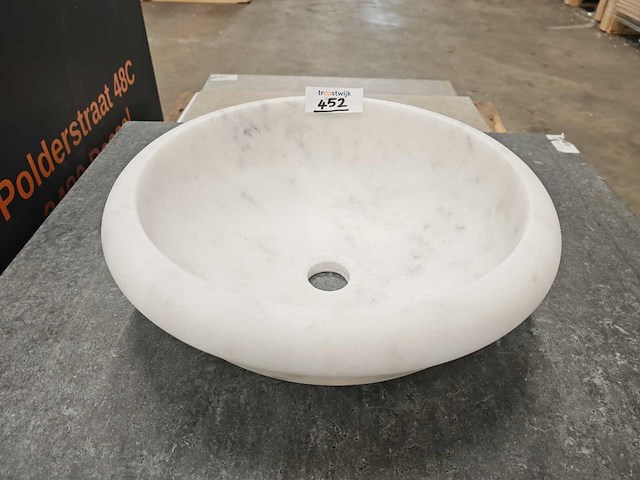 Natuursteen marmer wit waskom 40,6x15 cm - afbeelding 1 van  7