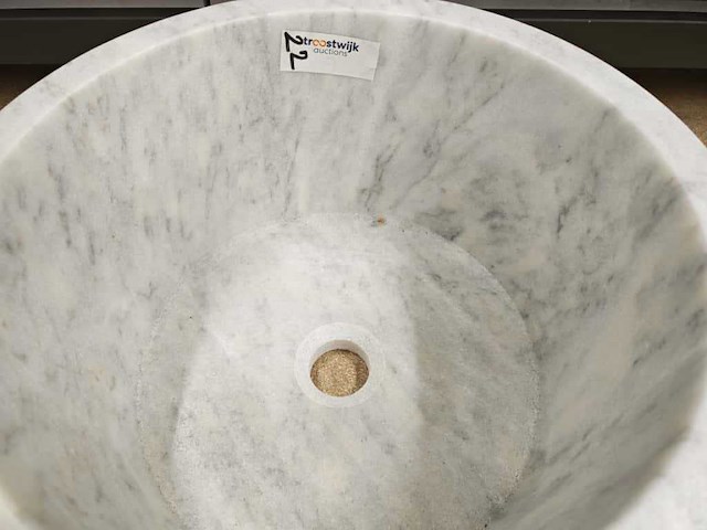 Natuursteen marmer wit waskom 40x21 cm - afbeelding 4 van  4