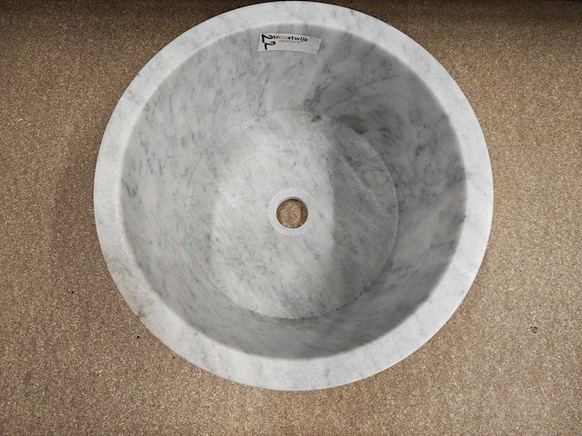 Natuursteen marmer wit waskom 40x21 cm - afbeelding 2 van  2