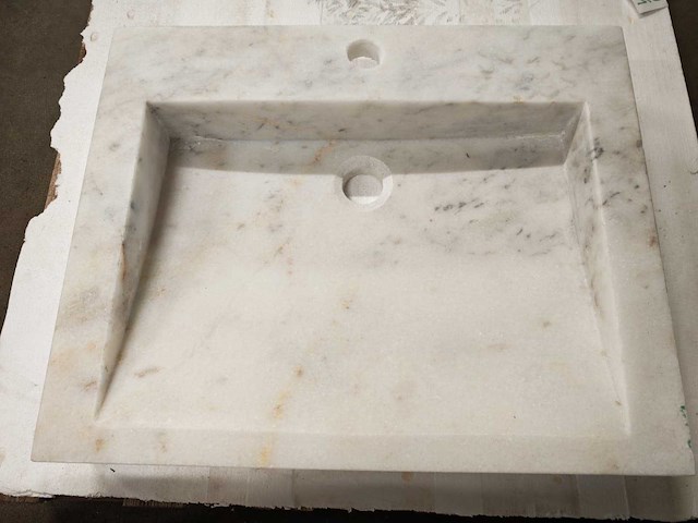 Natuursteen marmer wit wastafel 55x45x10 cm - afbeelding 1 van  6