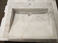 Natuursteen marmer wit wastafel 55x45x10 cm - afbeelding 1 van  6