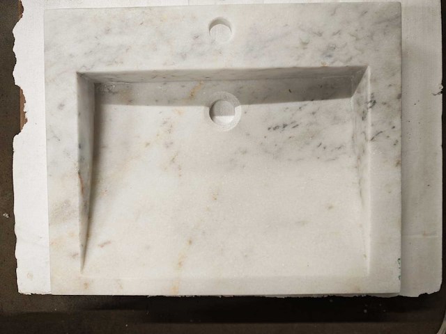 Natuursteen marmer wit wastafel 55x45x10 cm - afbeelding 2 van  6