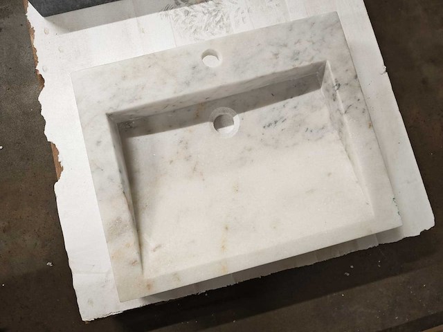 Natuursteen marmer wit wastafel 55x45x10 cm - afbeelding 3 van  6