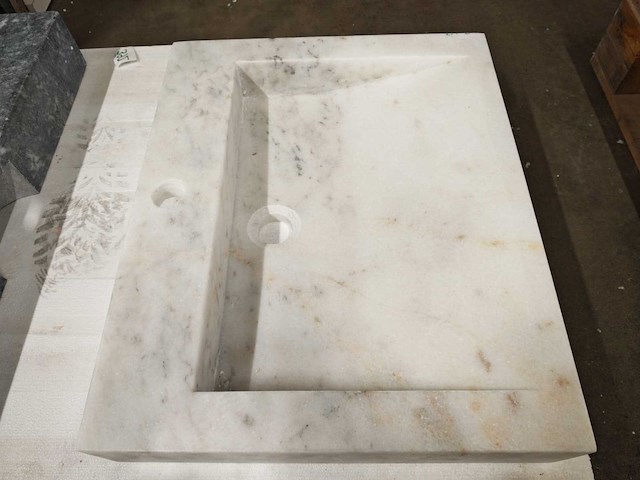 Natuursteen marmer wit wastafel 55x45x10 cm - afbeelding 5 van  6