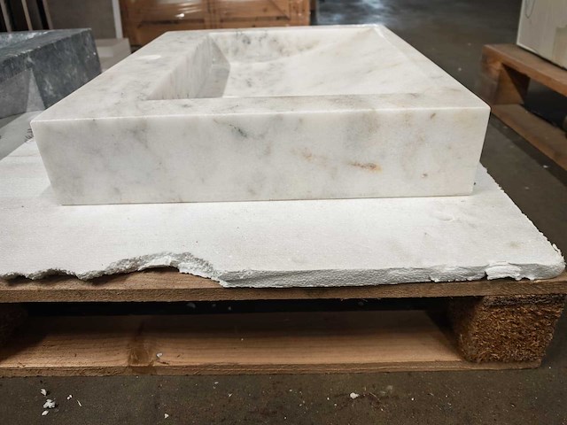 Natuursteen marmer wit wastafel 55x45x10 cm - afbeelding 6 van  6