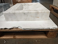 Natuursteen marmer wit wastafel 55x45x10 cm - afbeelding 6 van  6