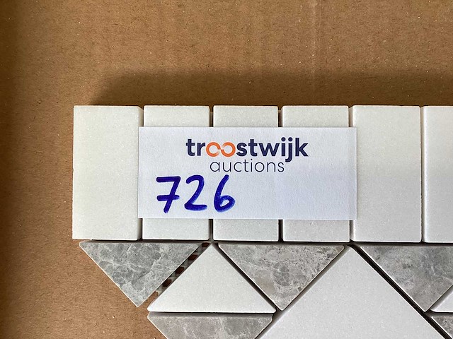 Natuursteen marmer wit/grijs 36x18 cm mozaïektegel 50 stuks - afbeelding 1 van  8