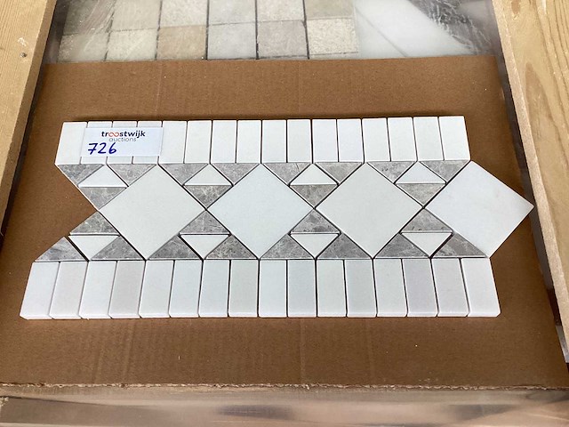 Natuursteen marmer wit/grijs 36x18 cm mozaïektegel 50 stuks - afbeelding 1 van  8