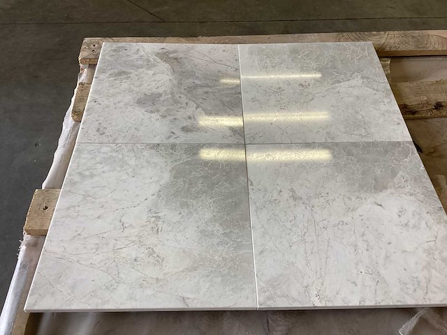 Natuursteen marmer wit/grijs gepolijst 30,5x30,5 cm tegel 44 m² - afbeelding 1 van  5